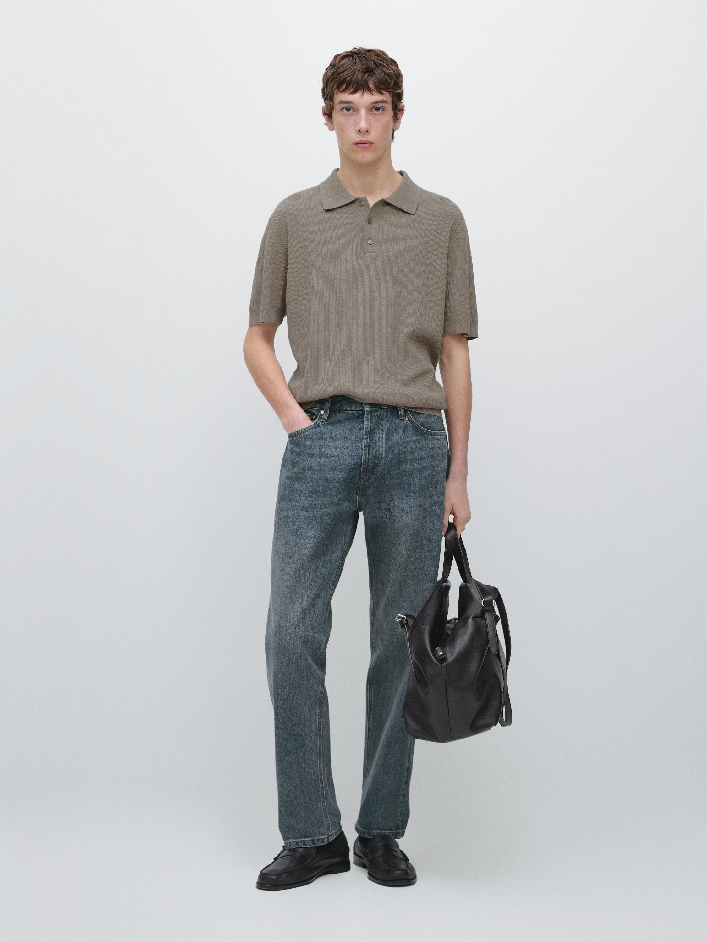 Polo en maille côtelée coton